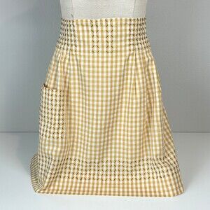 Vintage Tan & White Gingham Handmade Half-Apron 1950s